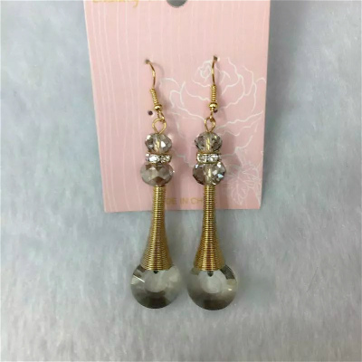 Fashion cute gray transparent crystal earrings all-match high-end atmosphere Ms.