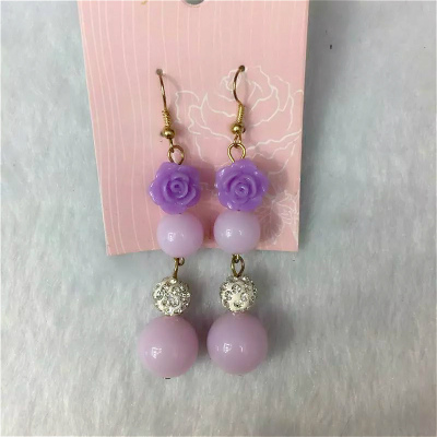 The trend of temperament of the cute little flower ball clay acrylic lady all-match Earrings