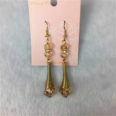 Cute little horn personality crystal small fresh lady rings earrings