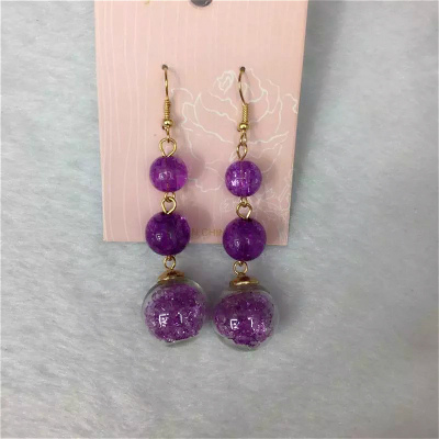 Fashion personality purple acrylic lady creative Earrings