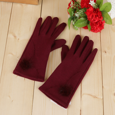 Autumn and winter fashion ladies with cotton knit gloves all hands touch screen gloves.