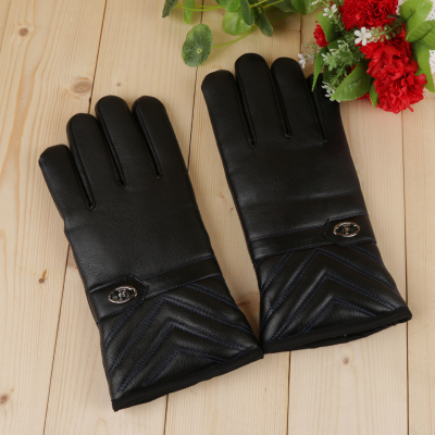 Autumn and winter new warm leather gloves for men and women with gloves and gloves.