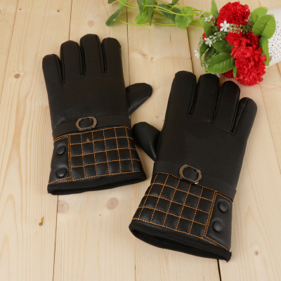 Autumn and winter new warm imitation leather gloves for men and women with touch screen gloves.