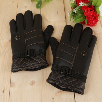 Autumn and winter new warm imitation leather gloves for men and women with comfortable touch screen gloves.
