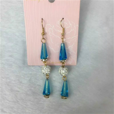 Cute little clay ball Rings Blue Crystal Earrings ladies fashion temperament
