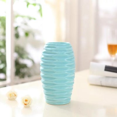 White blue ceramic vase high temperature ceramic White ceramic decoration wave temperature rock grain decoration small mouth