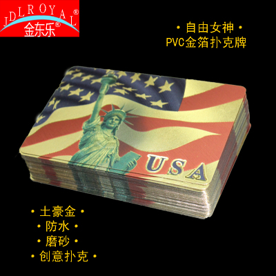 Gold leaf poker gold color USA statue of liberty plastic poker manufacturers direct