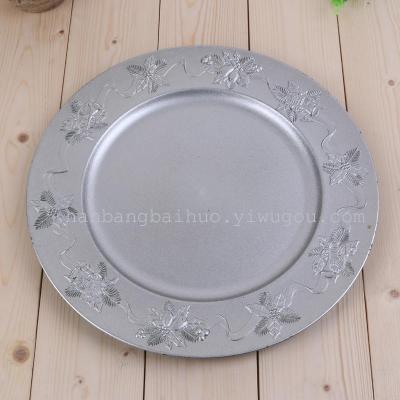 Fashion creative plastic tray plastic supplies fashion European style dinner pad plate round plate Christmas Plate