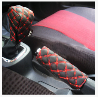 Car Interior Design Supplies Korean Red Wine Series Car Handbrake Sleeve + Gear Shift Knob Cover Car Interior Cover