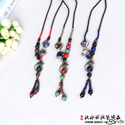 Ceramic jewelry sweater chain long models with jewelry national wind Necklace