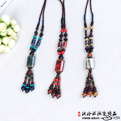 Ceramic jewelry sweater chain atmosphere female long paragraph female style jewelry national wind Necklace