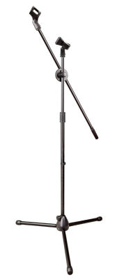 Microphone holder console with floor type metal tripod.