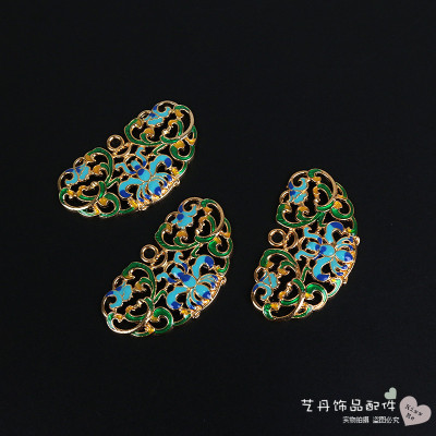 Alloy imitation burnt blue DIY accessories headwear materials cloisonne