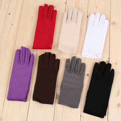 Ladies' thin gloves short stretch spandex gloves for autumn sun protection gloves.
