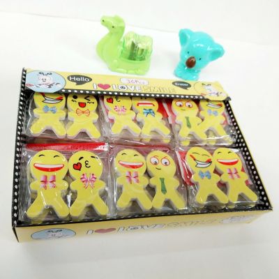 Cartoon character eraser creative smiley face eraser pack of 2 cute stationery small gifts