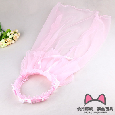Children's Veil Girls' Garland Long Pink Princess Lace Veil Korean Style Headdress