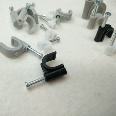 Wholesale plastic clip 6mm Round steel nail fixed wire line card card wire clamp cable card spot