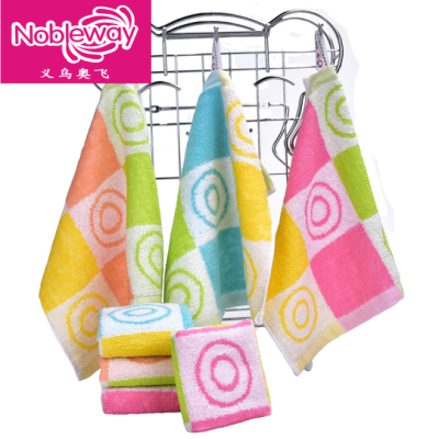 Cotton Color Plaid Jacquard Circle Square Scarf Baby Face Towel Children Cleaning Towel Hand Towel Wholesale