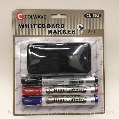 COLWAVE Whiteboard Marker Erasable Marking Pen 3+1 with Whiteboard Brush Whiteboard Marker Wipe