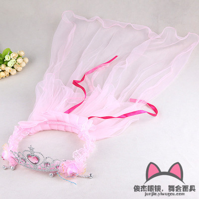 The Children 's veil long hair ornaments headband crown wedding princess garlands headdress ornaments