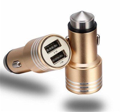 Safety multifunctional charger Aluminum Alloy intelligent dual USB car charger car.