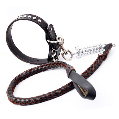 Medium-Sized Dog Large Dog Leather Suit Dog Chain Traction Belt