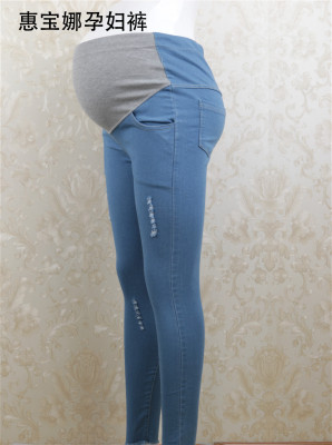 The new denim blue pants are stylish, ripped and simple in design