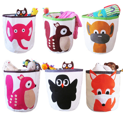 Children's cartoon animal toy bag large storage bag canvas dirty clothes basket wholesale storage bin