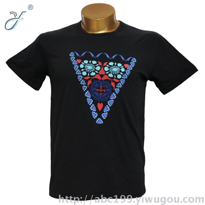 厂家礼品广告衫休闲全棉印花logo黑色文化衫