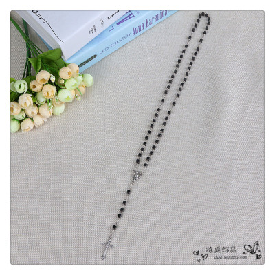 Black gallstone religious Jesus box nine word needle cross necklace of male and female short simple sweet all-match