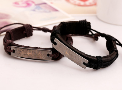 Adjustable leather rope leather bracelet bracelet lovers Bracelet text