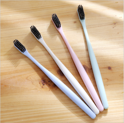 Ultra-Fine Soft Bristle Small Head Toothbrush Tooth Protection White Toothbrush Simple Solid Color Bamboo Charcoal Toothbrush