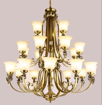 Penthouse floor villa hall chandelier European style of the ancient iron copper lamp  stairs atmosphere