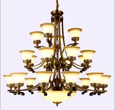 Copper plated American chandelier simple style villa penthouse floor light