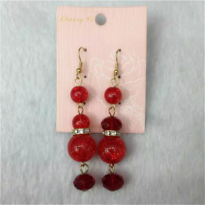 Red acrylic crystal personality temperament woman atmosphere Earrings