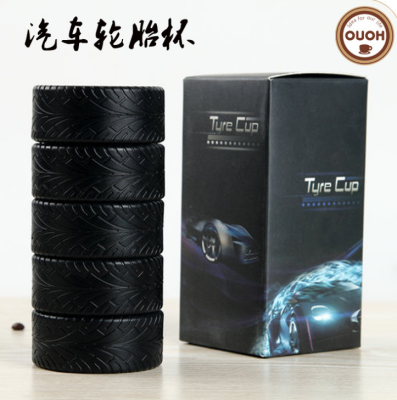 Creative tire cup double insulated against hot stainless steel cup car new product