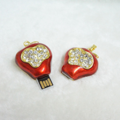 Manufacturers supply metal Apple Push U disk diamond jewelry necklace U disk gifts preferred