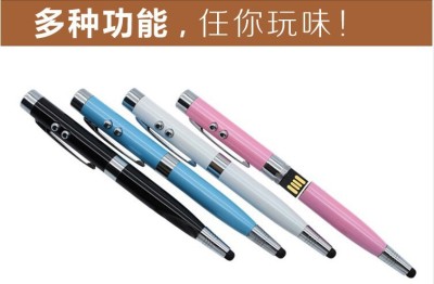 Multifunctional mobile phone usb pen touch touch screen detector laser illumination cylindrical pen U disk custom 