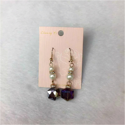 Personality color crystal pearl earrings all-match temperament lovely lady