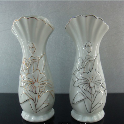 Small jade porcelain ceramic vase silver hook flower gift ornaments