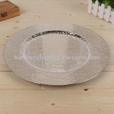Electroplating Plate Wedding Banquet Decorative Plates Plastic Goods Western Tray round Plate
