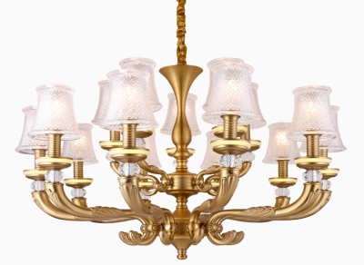 American country copper crystal chandelier living room lamp European luxury dining room bedroom lamp