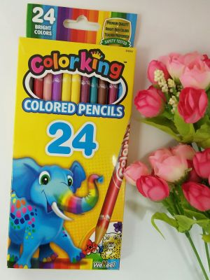 Film paint color lead pencil box containing 24 student crayons wholesale