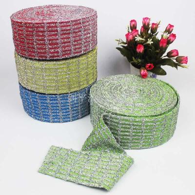 Plaid Silver Silk Semi-Finished Jacquard Household Dishwashing Scouring Pad Dish Cloth Brush Pot Cloth Dish Towel