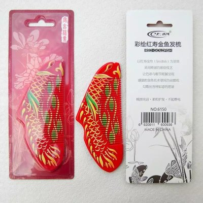 Painted red birthday fish hair comb