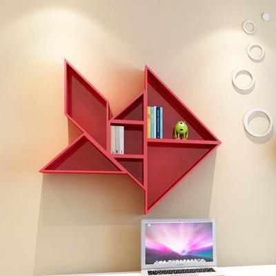 Creative Tangram Partition Wall Hanging Bookshelf Shelf TV Background Wall Shelf 178029