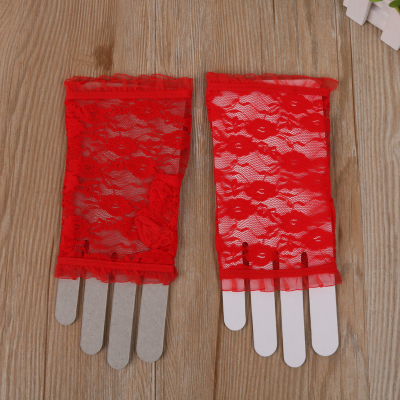 Spring and Summer Women's Thin Type Sunscreen Lace Gloves Wedding Etiquette Gloves Half Finger Gloves