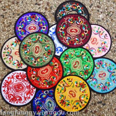 Ethnic Characteristic Fabric Embroidery Embroidery Teacup Mat Placemat Chinese Style Small Gift for Foreigners Overseas Decoration Gift