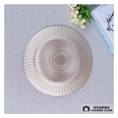 Manufacturers selling wholesale grain autumn electroplating plate glass fruit plate steak pad