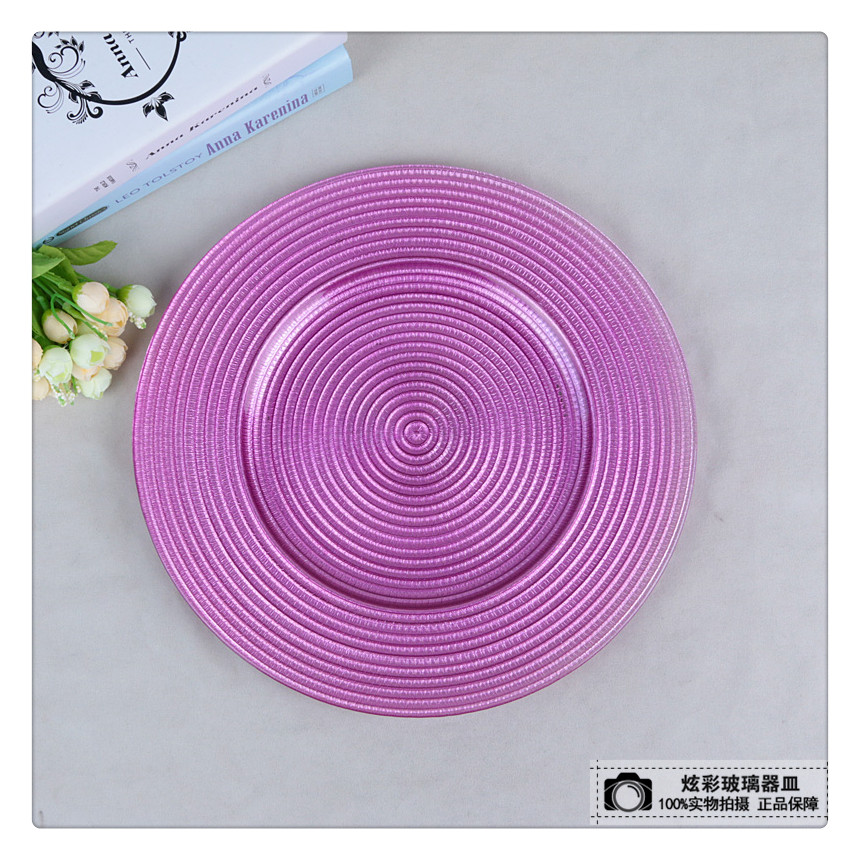 玻璃盘子 电镀金边西餐餐盘糕点盘摆件玻璃盘子外贸厂家